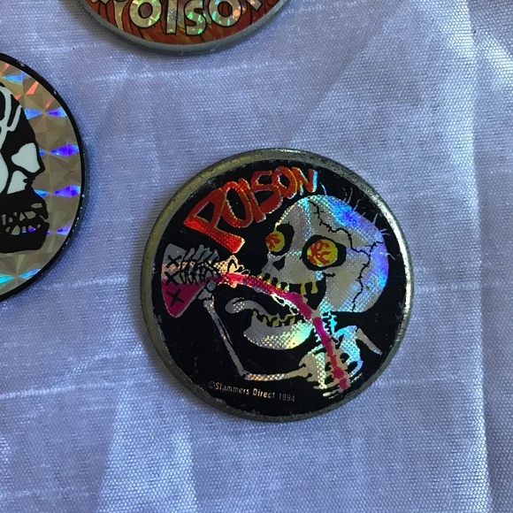 Rare Vintage Holographic Metal Pog Slammers set of five 1990s - Picture 2 of 4